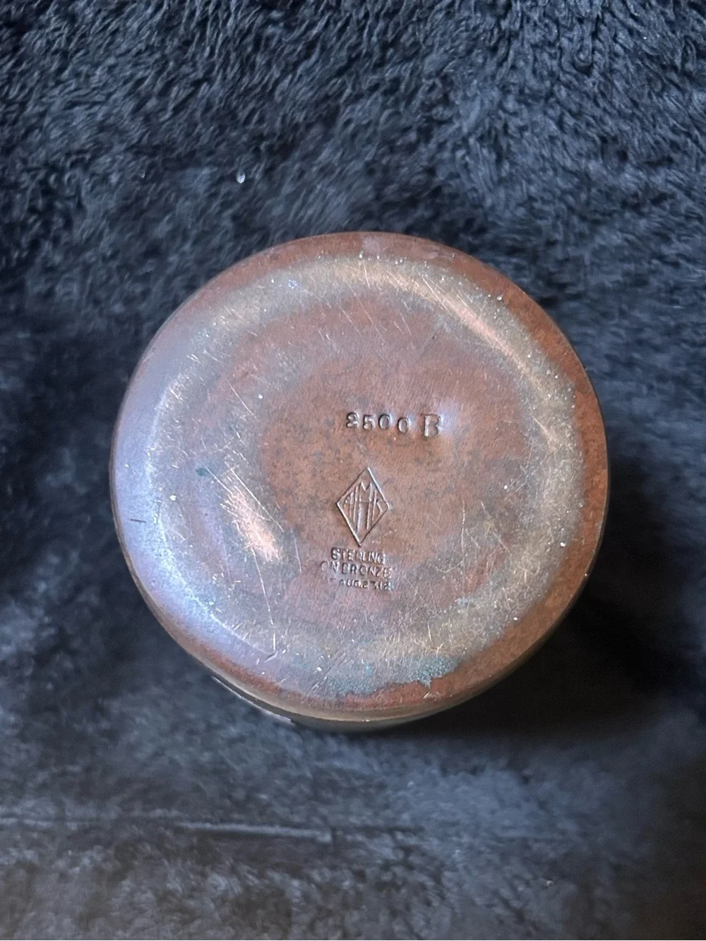 Antique Heintz Art Metal Shop Sterling on Bronze Desk Cup Vase